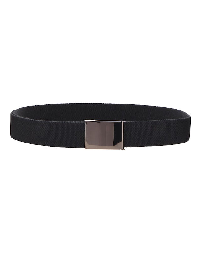 Webbed Covered Buckle Belt - Black