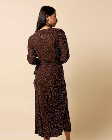 Little Mistress Chocolate Animal Texture Gem Wrap Midaxi Dress