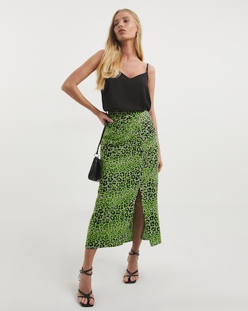 Whistles Leopard Petal Side Ruched Skirt