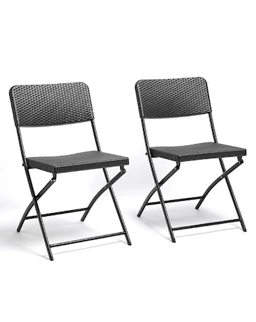 VonHaus Rimini Black Faux Rattan Garden Chairs - Set of 2