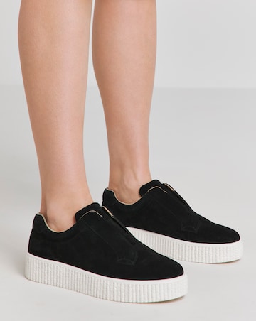 Monique Leather Lace Free Slip on Chunky Trainers - Extra Wide Fit (EEE)