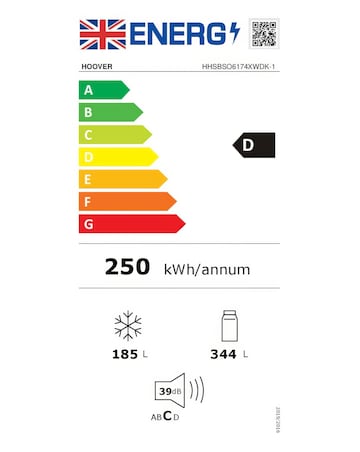 Hoover HHSBSO-6174XWDK-1 90cm Slim Non Plumbed Water Dispenser Fridge Freezer