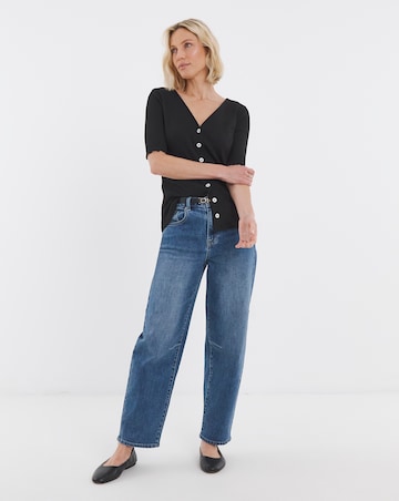 Lettuce Half Sleeve Rib Cardi