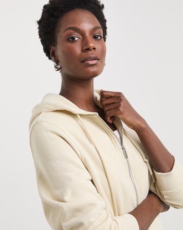 Oatmeal Longline Zip Hoodie