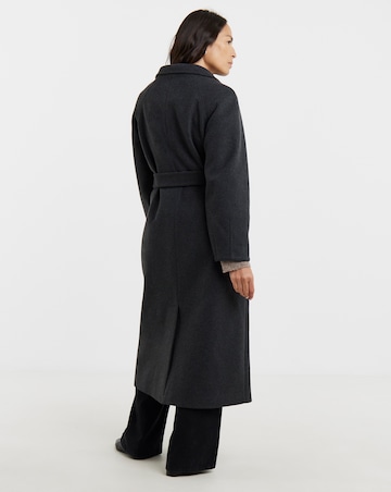 Charcoal Funnel Neck Longline Coat