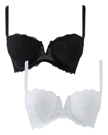 Pretty Secrets (2 Pack) Katie Padded Multiway Wired Bras (B-F) Black/White