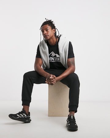 Snowdonia Black Chest Print T Shirt