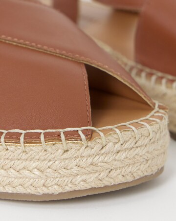 York Peep Toe Leather Espadrille Sandals - Wide Fit (E)