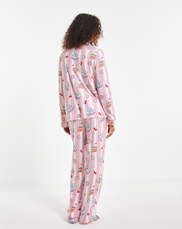 Chelsea Peers Jersey Stripe Cake Print Pyjama Set