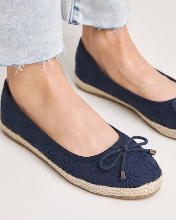 Simply Be Arielle Broderie Ballerina Espadrille - Wide Fit (E)