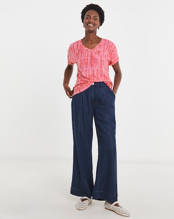 Pure Cotton V Neck Short Sleeve T-Shirt