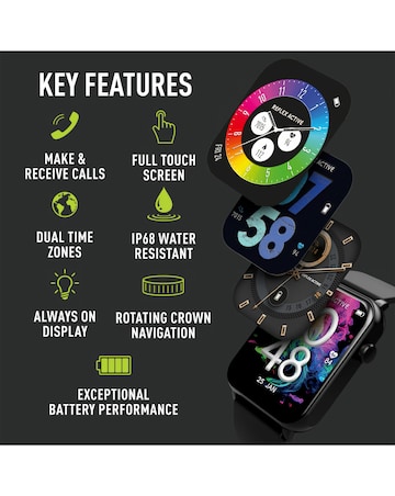 Reflex Active Series 30 AMOLED Calling Smart Watch - Black