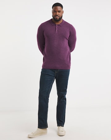Purple Lambswool Long Sleeve Polo