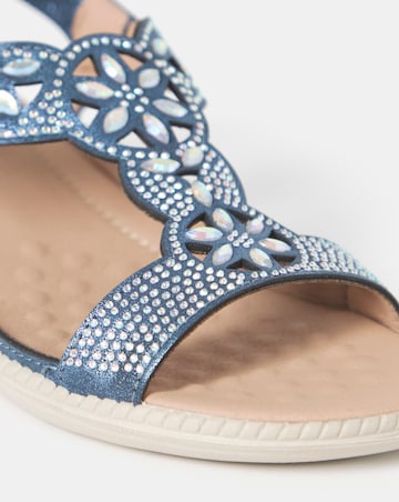 Cushion Walk Metallic Navy Embellished Wedges - Extra Wide Fit (EEE)