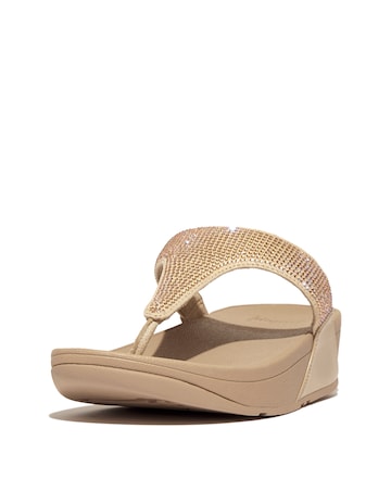 Fit Flop Beige Lulu Crystal Toe-Post Sandals -Standard Fit (D)