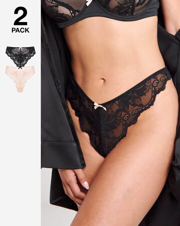 2 Pack High Leg Lace Thongs