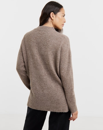 Cosy Yarn Mocha High Neck Tunic