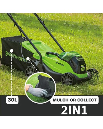 Greenworks 24V 33cm Cordless Brushless Lawnmower (4AH Battery & 2A Charger)