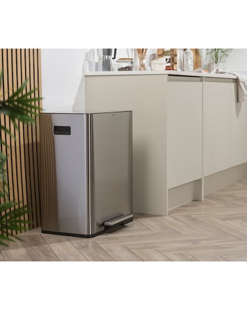 Salter Stainless Steel Dual Recycling Pedal Bin 60L