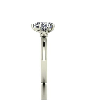 9ct White Gold 2ct Pear Shaped Moissanite Trilogy Ring