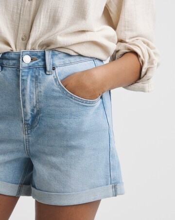Simply Be Light Wash Roll Hem Mom Shorts