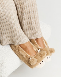 Helly Highland Cow Ballerina Slippers - Wide Fit (E)