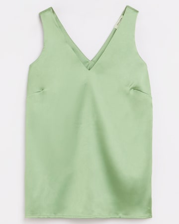 Sage Satin V Neck Vest