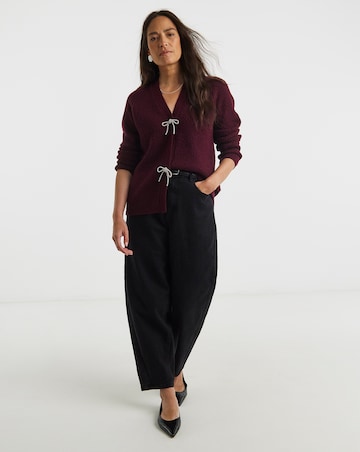 Berry Bow Button Long Sleeve Cardigan