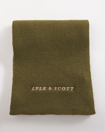 Lyle & Scott Olive Logo Ribbed Scarf