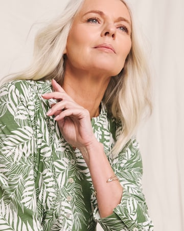 Julipa Button Front Pure Cotton Pintuck Top