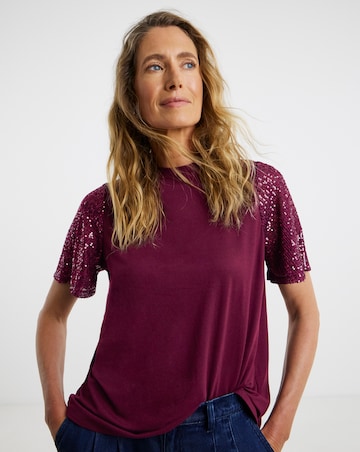 Sequin Sleeve T-Shirt