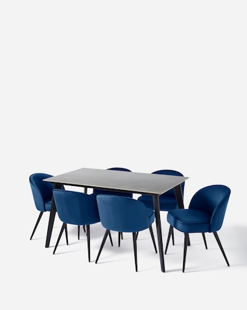 Hale Dining Table with 6 Emilie Velvet Chairs