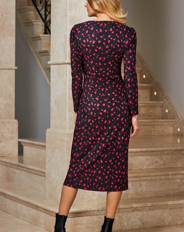 Sosandar Plisse Twist Neck Fit & Flare Dress