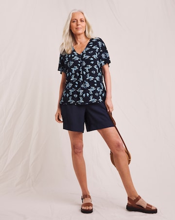 Julipa Printed Crinkle Short Sleeve Top