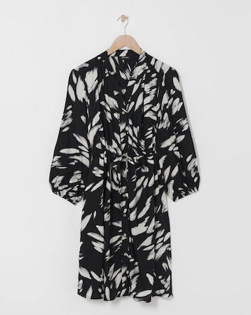 Viscose Twill Drawstring Waist Shirt Dress