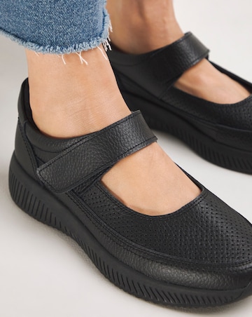 Rochelle Leather Bar Trainers - Wide Fit (E)