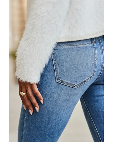 Sosandar Crew Neck Fluffy Cardigan