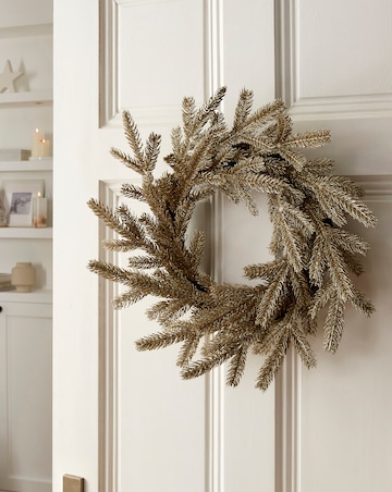 Champagne Glitter Fir Wreath 50cm