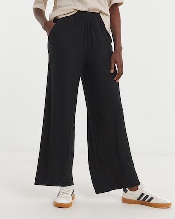 2 Pack Black Jersey Wide Leg Trousers
