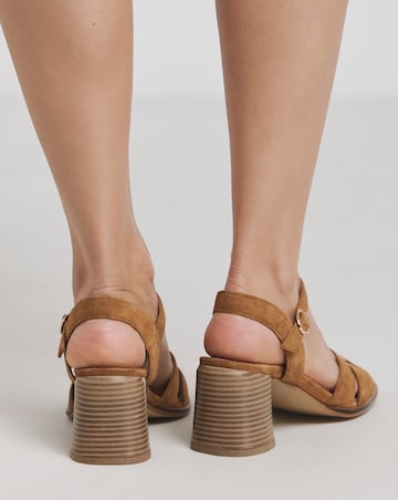 Greta Woven Detail Block Heel Sandals - Wide Fit (E)