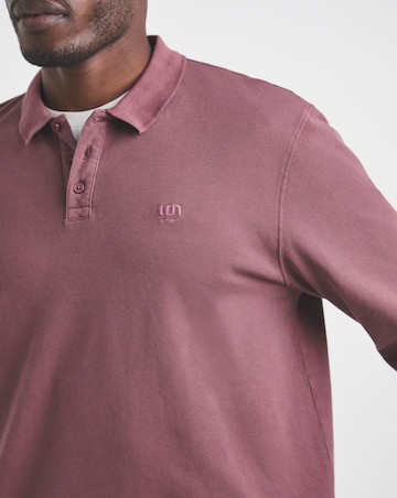 Union Garment Dyed Long Sleeve Polo-Burgundy