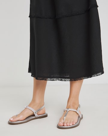 Simply Be Karma Diamante Sparkly Toe Post Sandals - Wide Fit (E)