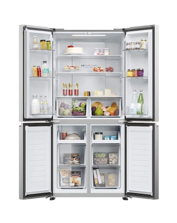 Haier Cube 83 HCR3818ENMG Total No Frost American Fridge Freezer - Silver