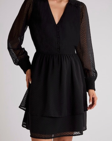 Ro&Zo Black Dobby Trim Insert Dress