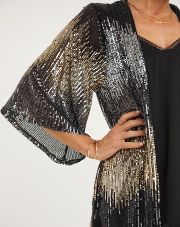 Multi Zig Zag Sequin Kimono