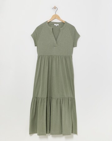 Notch Neck Jersey Smock Dress