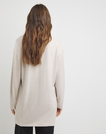 Oatmeal Soft Touch V-Neck Longline Top