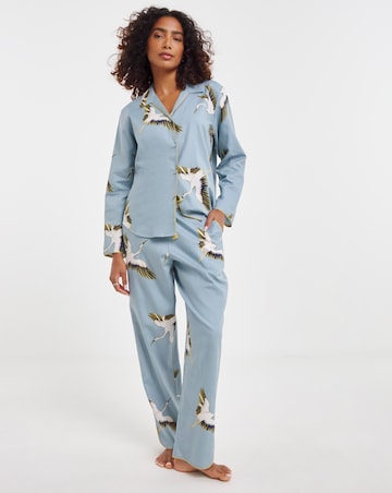 Cyberjammies Piper Crane Print Woven Pyjama Set Blue Mix