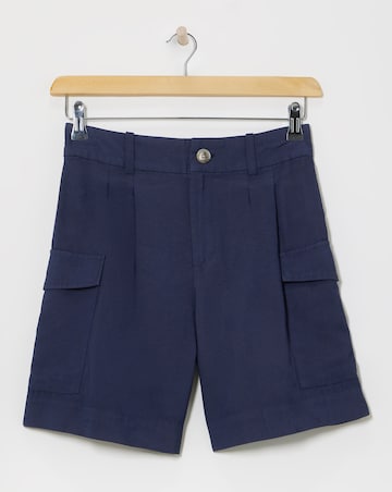 Navy Lyocell Rich Soft Utility Bermuda Shorts