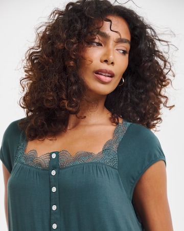 Cyberjammies Lace Detail Jersey Nightdress Dark Green